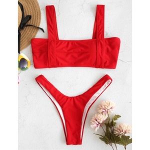 Cheeky High Thigh Red Bikini Set